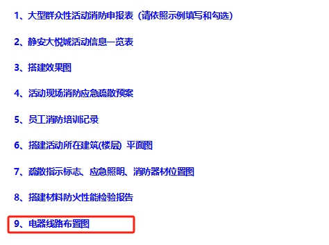 静安大悦城提供的消防材料提交清单
