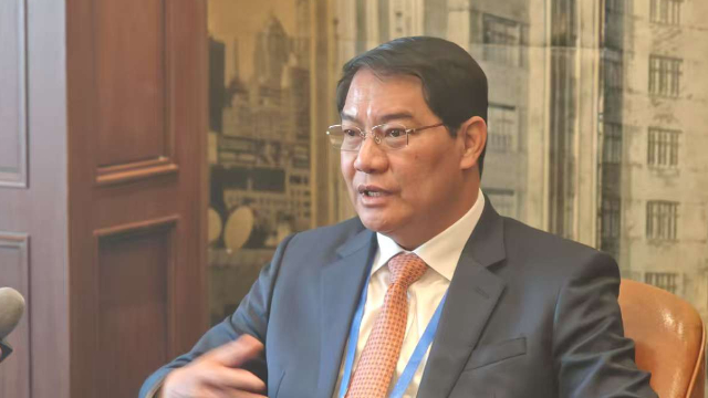 老挝万象市市长阿沙庞通·西潘敦(第一财经记者程程 摄)